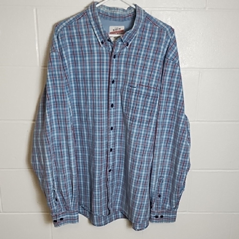 Eddie Bauer Sports Shop Men's Blue Plaid Work Shirt Pocket Cotton - Picture 13 of 13